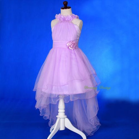 FG338 Rosettes Halter Tulle Flower Girl Party Occasion Dress Gown Purple Size 2-10