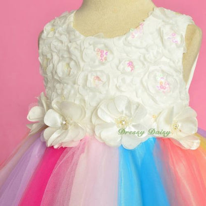FG328 Girls Beaded Tulle Flower Girl Dresses Pageant Party Birthday Dress Size 12 Months - 4