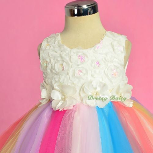 FG328 Girls Beaded Tulle Flower Girl Dresses Pageant Party Birthday Dress Size 12 Months - 4