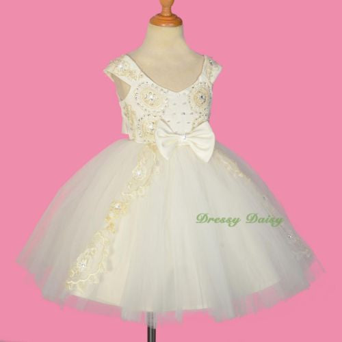 FG311 Girls' Beaded Embroidery Sequins Pageant Party Flower Girl Dresses Size 18 Months - 7