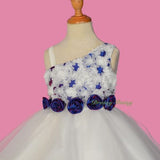FG281 Girls Rosettes One Shoulder Flower Girl Dresses Party Pageant Dress Size 2-9