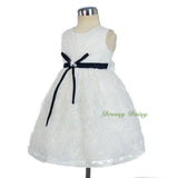 FG306 Ribbon Bow Rosette Pattern Skirt Wedding Flower Girl Dress Party Size 18 Months - 6