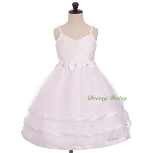 FG332 Trimmed Spaghetti Straps Tiers Tulle Flower Girl Occasion Dress Size 3-9