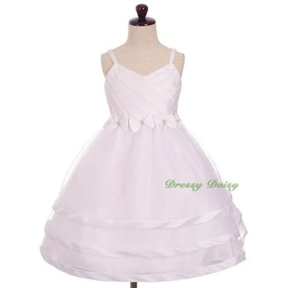 FG332 Trimmed Spaghetti Straps Tiers Tulle Flower Girl Occasion Dress Size 3-9
