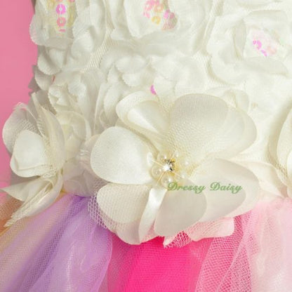 FG328 Girls Beaded Tulle Flower Girl Dresses Pageant Party Birthday Dress Size 12 Months - 4