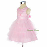FG292 Baby Girls Beads Tulle Tiered flower Girl  Pageant Birthday Dresses Size 6 Months - 3