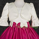 CT001 Ivory Beaded Bolero Jacket Wedding Flower Girl Pageant Party Size 2T-12