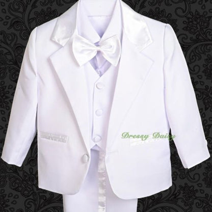 ST022A Baby Boys' 5 Pcs Set Formal Tuxedo Suits No Tail Wedding Christening Outfits Size 0 Months to 4T
