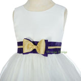 FG298 Classical Bow Wedding Girl Dress Flower Embroidered Bridesmaid Size 3-10