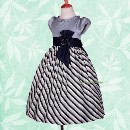 FG244 Striped Cap Sleeves Wedding Flower Girl Occasion Pageant Dresses Size 4-9