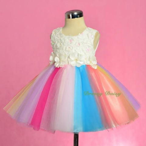 FG328 Girls Beaded Tulle Flower Girl Dresses Pageant Party Birthday Dress Size 12 Months - 4