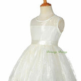 FG289 Elegant Floral Embroideries Skirt See-Through Wedding Flower Girl Dress Size 4-8