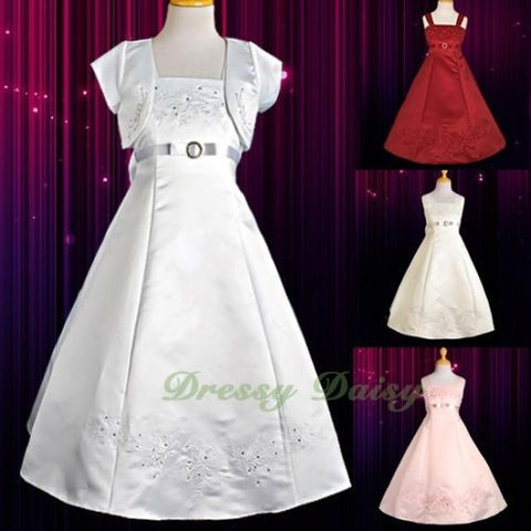 FG018J Girls' Embroideries Special Occasion Communion Dresses Pageant 2-12