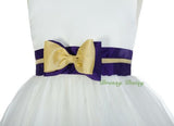 FG298 Classical Bow Wedding Girl Dress Flower Embroidered Bridesmaid Size 3-10