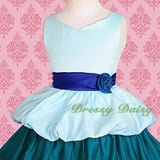 FG180 Girls' Satin Tiered Bubble Flower Girl Dresses Party Pageant Dress Size 4-12