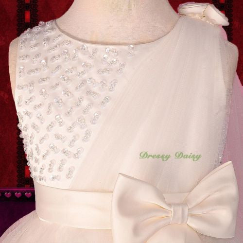 FG275 Girls' Beaded Satin Tulle Wedding Flower Girl Pageant Party Dresses Size 18 Months - 8