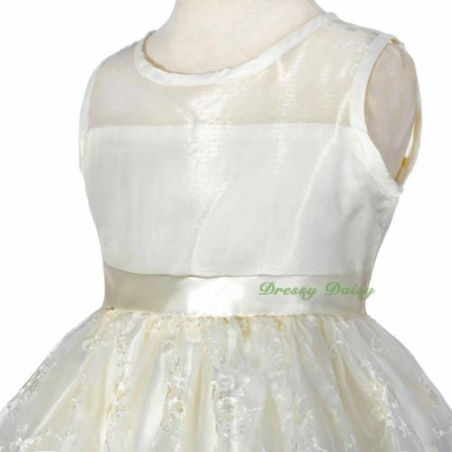 FG289 Elegant Floral Embroideries Skirt See-Through Wedding Flower Girl Dress Size 4-8