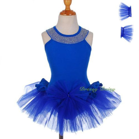 BA054 Rhinestone Girl Halter Ballet Tutu Dance Fairy Costume Pageant Kid Size 3T-8