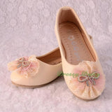 GS014 Lace Lather Ballet Slipper Shoes US Size 8.5-1.5 Flower Girl Pageant Party