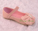GS016 Pearls & Rhinestone Bow Shoes US Size 8.5-1.5 Flower Girl Pageant Party