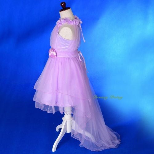 FG338 Rosettes Halter Tulle Flower Girl Party Occasion Dress Gown Purple Size 2-10