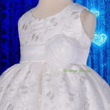 FG272 Embroideries Rosette Floral Pattern Tulle Flower Girl Dress Wedding Size 9 Months - 5