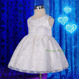 FG272 Embroideries Rosette Floral Pattern Tulle Flower Girl Dress Wedding Size 9 Months - 5