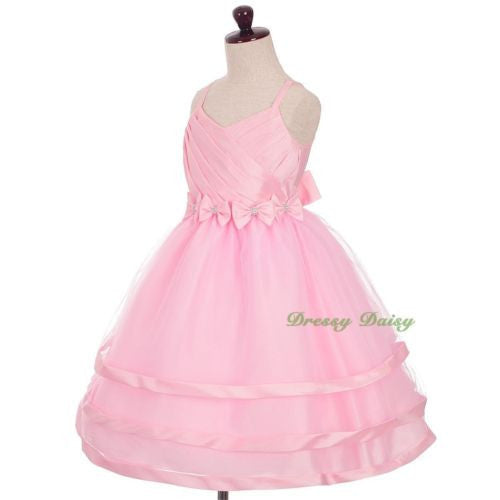 FG332 Trimmed Spaghetti Straps Tiers Tulle Flower Girl Occasion Dress Size 3-9