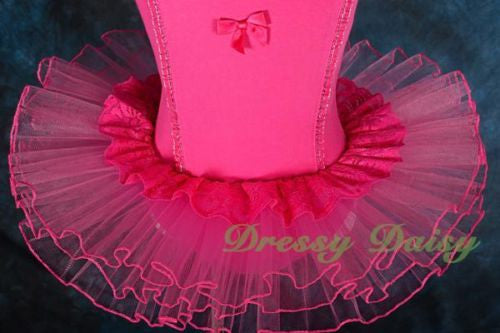 BA036 Girl Bows Lace Ballet Tutu Dancewear Pageant Fairy Dress Up Size 2T-6