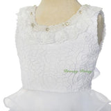FG238B Satin Organza Tiered Gown Formal Dress w/ Train Wedding Flower Girl Size 4-10