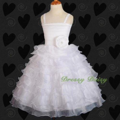 FG200 Glittering Diamante 10 Layer Bridesmaid Wedding Flower Girl Dress Size 18 Months - 7