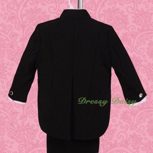 ST028A Baby Boys' 5 Pcs Set Jacquard Cummerbund Formal Tuxedo Suits With Tail Size 9 Months - 3