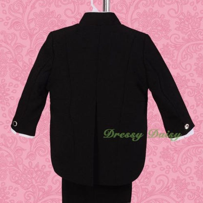 ST028A Baby Boys' 5 Pcs Set Jacquard Cummerbund Formal Tuxedo Suits With Tail Size 9 Months - 3