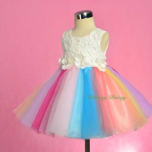 FG328 Girls Beaded Tulle Flower Girl Dresses Pageant Party Birthday Dress Size 12 Months - 4
