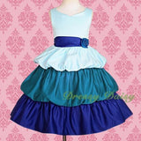 FG180 Girls' Satin Tiered Bubble Flower Girl Dresses Party Pageant Dress Size 4-12