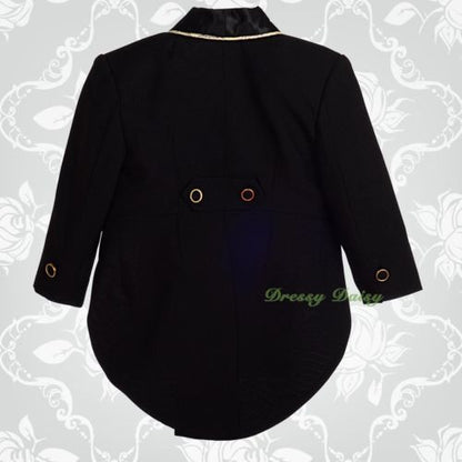 ST015A Baby Boys' Jacquard Vest 5 Pieces Formal Tuxedo Suit With Tail Christening Outfit Size 9 Months - 3