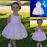 FG272 Embroideries Rosette Floral Pattern Tulle Flower Girl Dress Wedding Size 9 Months - 5