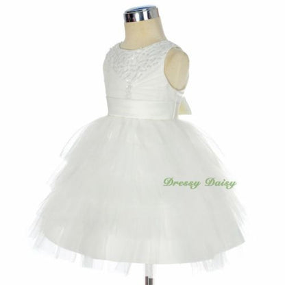 FG292 Baby Girls Beads Tulle Tiered flower Girl  Pageant Birthday Dresses Size 6 Months - 3