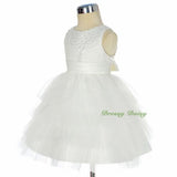 FG292 Baby Girls Beads Tulle Tiered flower Girl  Pageant Birthday Dresses Size 6 Months - 3
