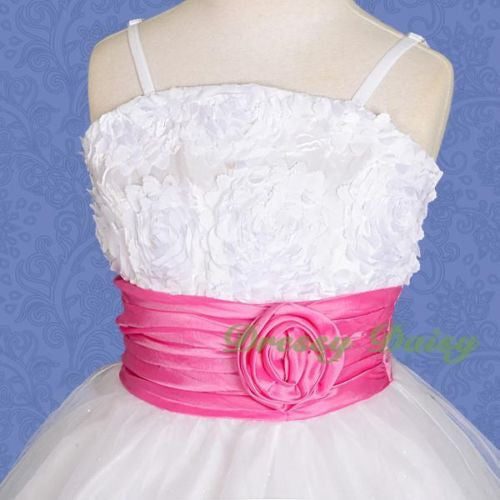 FG160 Beaded Embossed Flower Girl Dresses Wedding Bridesmaid Party Kid Size 2-10