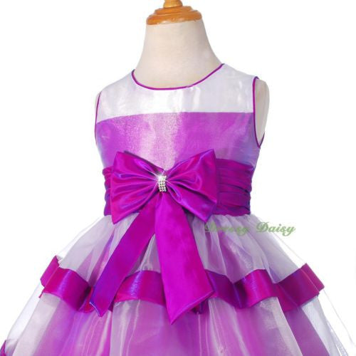 FG291 Organza Trimmed Colour Matching Strips Flower Girl Wedding Dress Size 2-10