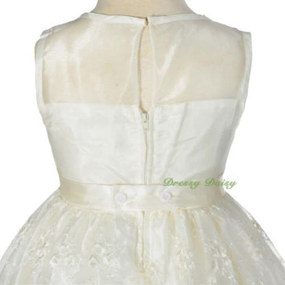 FG289 Elegant Floral Embroideries Skirt See-Through Wedding Flower Girl Dress Size 4-8