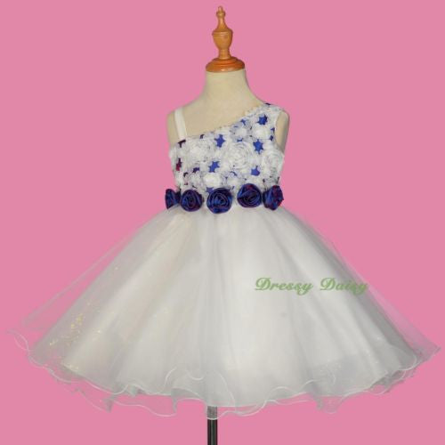 FG281 Girls Rosettes One Shoulder Flower Girl Dresses Party Pageant Dress Size 2-9