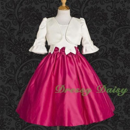 CT001 Ivory Beaded Bolero Jacket Wedding Flower Girl Pageant Party Size 2T-12