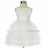 FG292 Baby Girls Beads Tulle Tiered flower Girl  Pageant Birthday Dresses Size 6 Months - 3