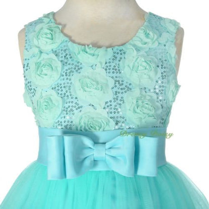 FG293 Girls' Sequin Satin Tulle Pageant Dresses Flower Girl Party Dress Size 3-10