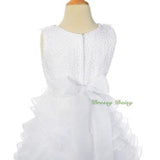 FG238B Satin Organza Tiered Gown Formal Dress w/ Train Wedding Flower Girl Size 4-10