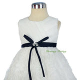 FG306 Ribbon Bow Rosette Pattern Skirt Wedding Flower Girl Dress Party Size 18 Months - 6