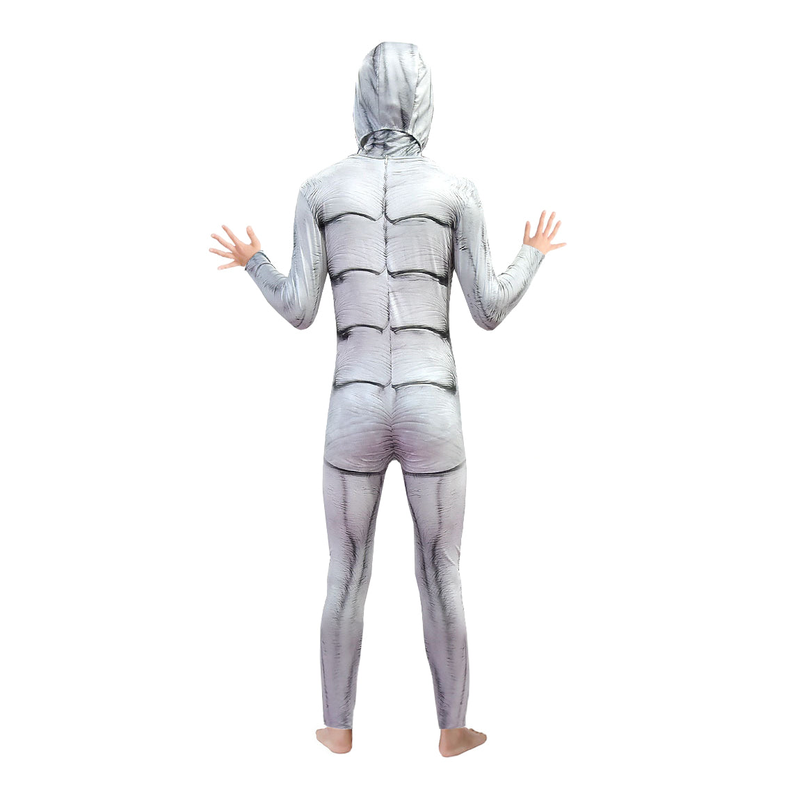 kids white monster costume zentai back view
