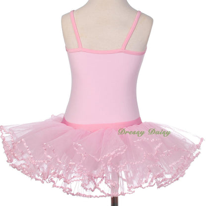 BA057 Girl Diamante Ribbon Ballet Tutu Dancewear Fairy Costume Leotard Size 3T-8